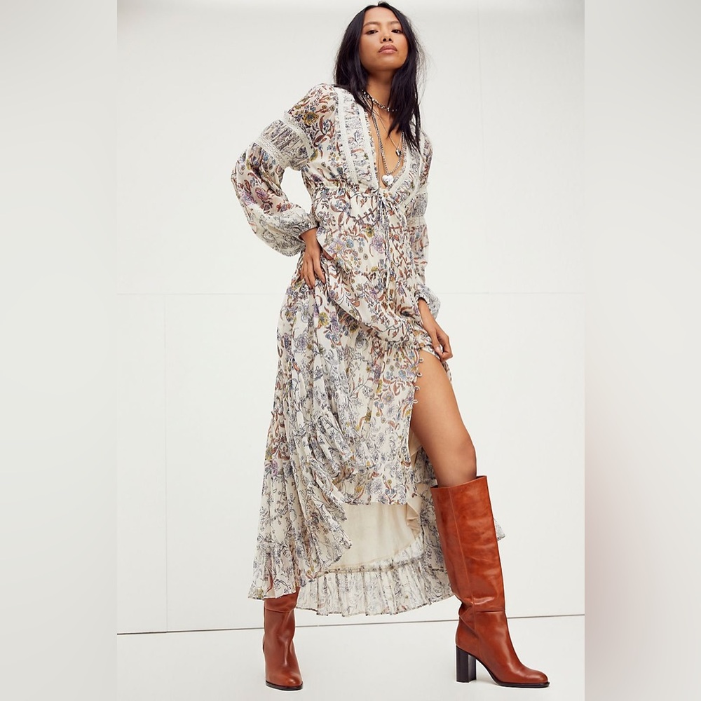 Free People Cassis Printed Chiffon dress, size S